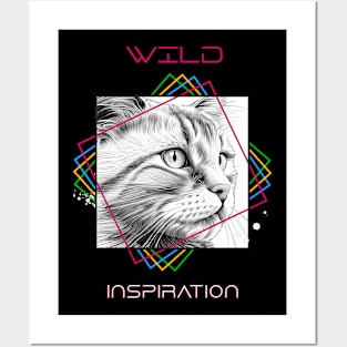 Cat Wild Nature Animal Illustration Art Drawing Posters and Art